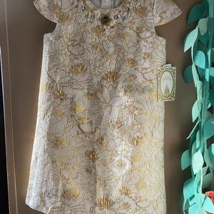 NWT Official DisneyParks girls Mulan dress in gold and off white